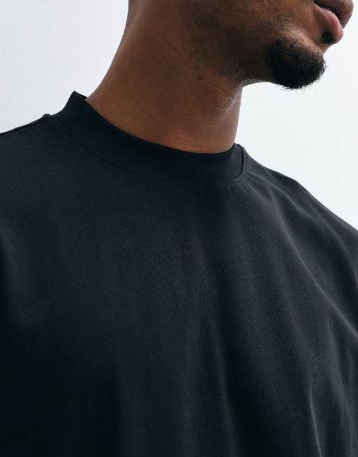 Camiseta negra de corte cuadrado extragrande de tejido muy grueso de ASOS DESIGN, 3 de 5