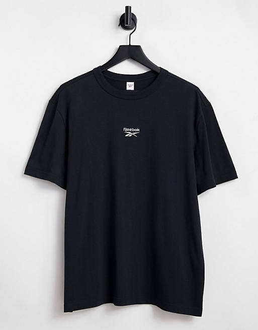 Hombre Tops | Camiseta negra de corte cuadrado Wardrobe Essentials de Reebok Classics - JP65283