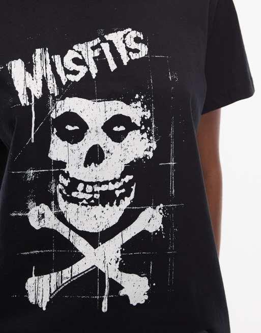 Camiseta negra de corte estándar con gráfico de banda Misfits de ASOS DESIGN, 3 de 4