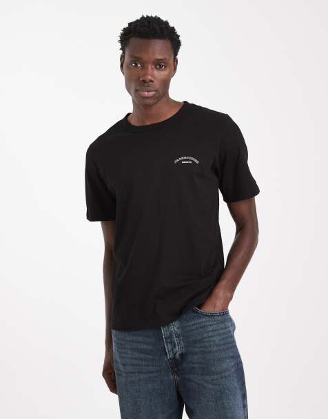 Camiseta negra de corte estándar con logo de Jack & Jones - view 1