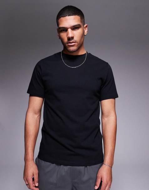Camiseta negra de corte estándar de tejido grueso de ASOS DESIGN - view 1
