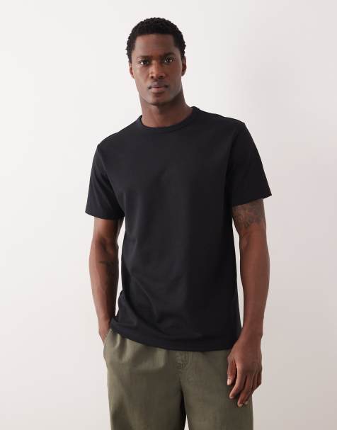 Camiseta negra de corte estándar de tejido grueso de mezcla de algodón breatheMAX™ de ASOS DESIGN - view 1
