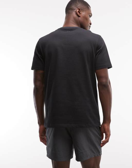 Camiseta negra de corte estándar de tejido grueso de secado rápido de algodón de 4505, 5 de 5
