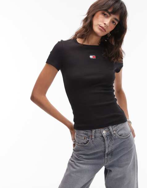 Camiseta negra de corte slim con parche de Tommy Jeans - view 1