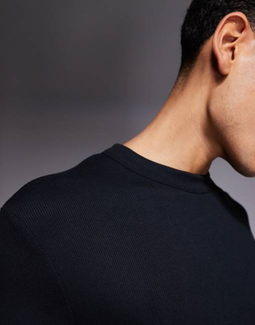 Camiseta negra de corte slim de modal acanalado muy suave Rest Day de 4505, 5 de 5