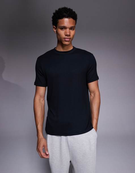 Camiseta negra de corte slim de modal acanalado Rest Day de 4505 - view 1