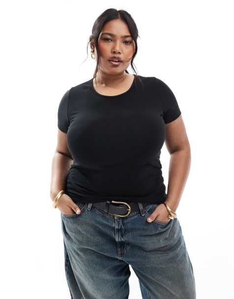 Camiseta negra de cuello redondo de ONLY Curve - view 1