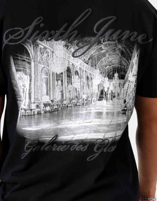 Camiseta negra de manga corta con estampado en la espalda "Gallery" de Sixth June, 4 de 4