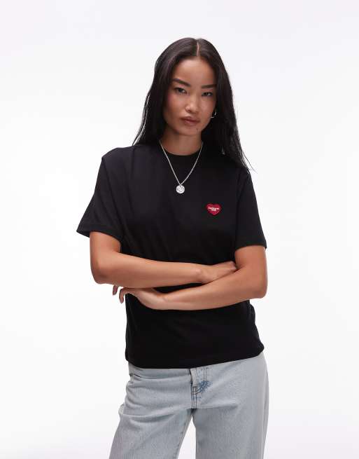 Camiseta negra de manga corta con parche de corazón de Carhartt WIP, 2 de 4