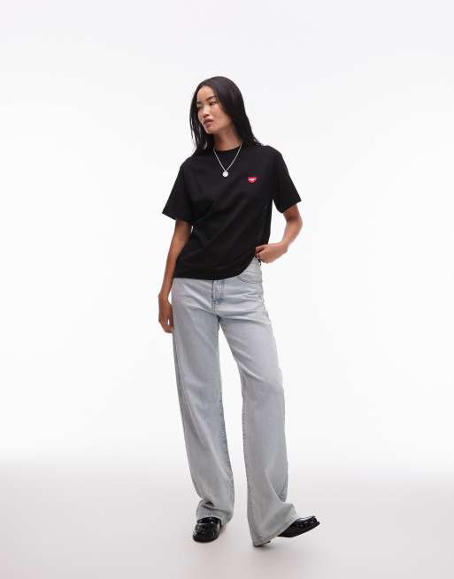 Camiseta negra de manga corta con parche de corazón de Carhartt WIP, 3 de 4