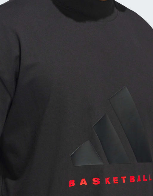 Camiseta negra de manga corta de adidas Basketball, 3 de 4