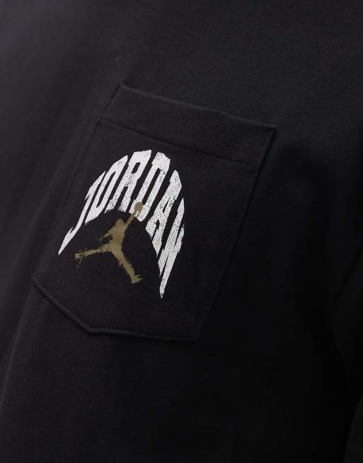 Camiseta negra de manga larga con detalle de bolsillo de Jordan, 5 de 5