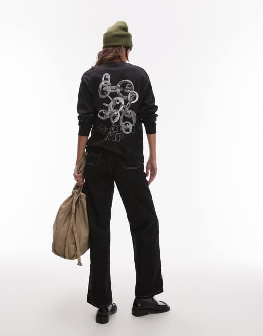 Camiseta negra de manga larga con diseño de eslabones entrelazados de Carhartt WIP 