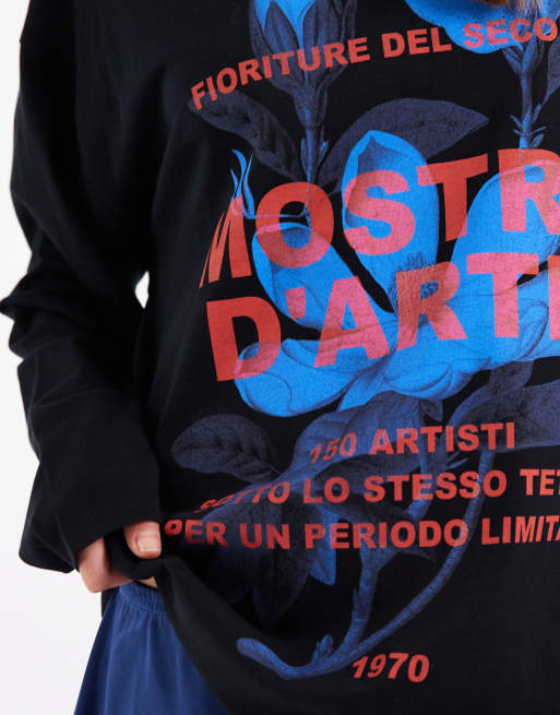 Camiseta negra de manga larga con estampado gráfico "D'arte" de ASOS DESIGN, 2 de 4