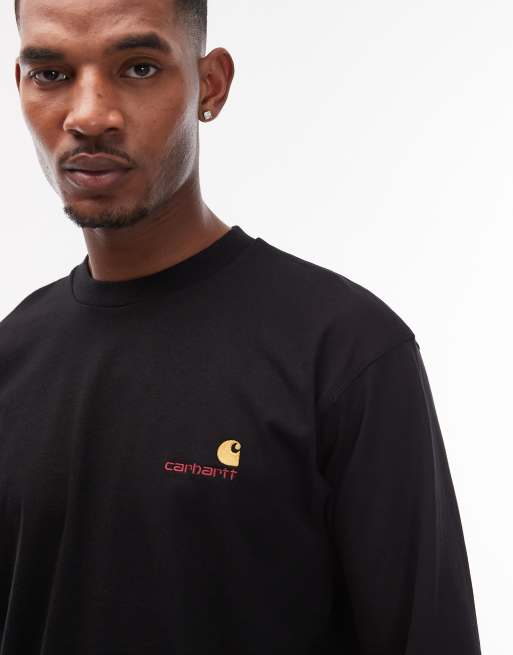 Camiseta negra de manga larga con logo de texto American Script de Carhartt WIP, 5 de 5