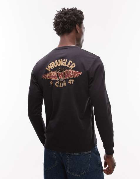 Camiseta negra de manga larga con logo en el pecho de club motero de Wrangler - view 1
