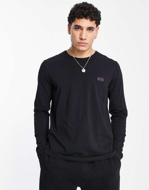 Camiseta negra de manga larga de BOSS Bodywear