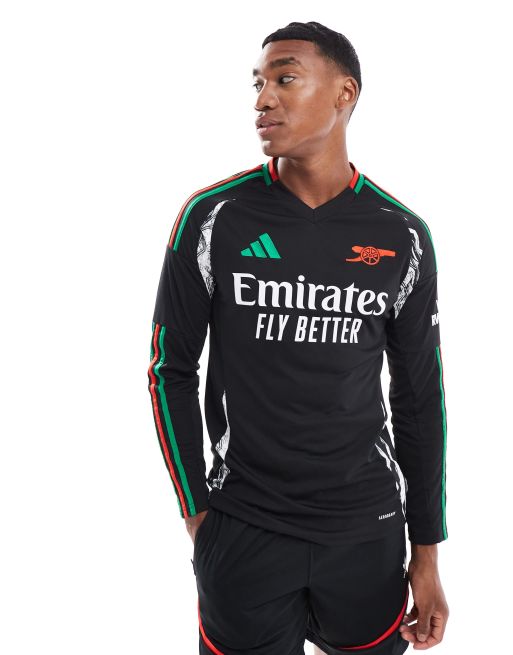 Camiseta negra de manga larga de la segunda equipación del Arsenal 2024/25 de adidas Football