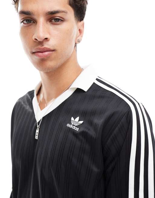Camiseta negra de manga larga de piqué de adidas Originals ASOS - Main Image
