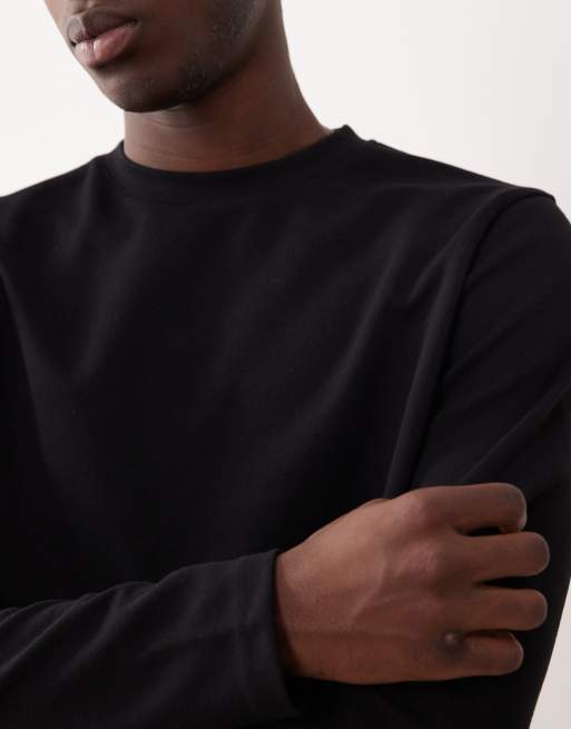 Camiseta negra de manga larga de tejido grueso suave de ASOS DESIGN, 5 de 5