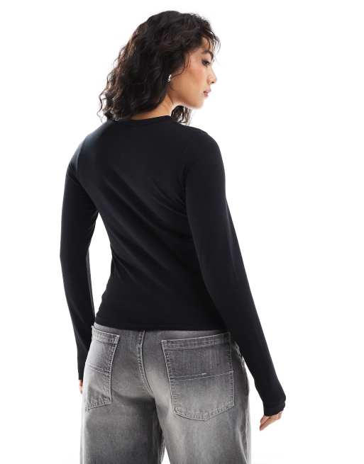 Camiseta negra de manga larga Gigi de JJXX, 2 de 4