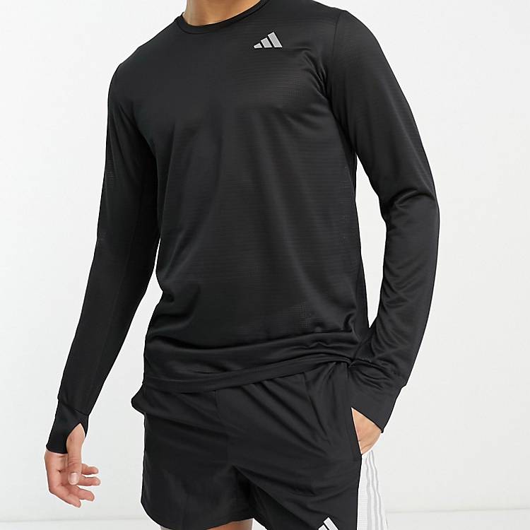 velocidad Petición Me gusta Camiseta negra de manga larga Own The Run de adidas Running | ASOS