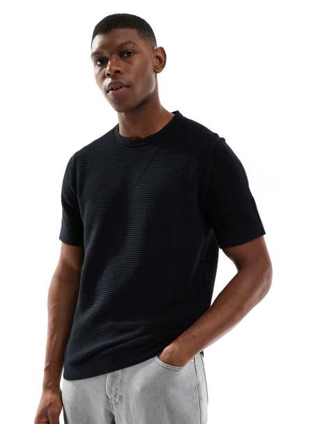 Camiseta negra de punto de River Island - view 1