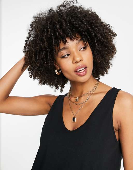 Camiseta negra de tirantes con cuello ancho de algodón Ultimate de ASOS DESIGN Maternity - BLACK, 3 de 4
