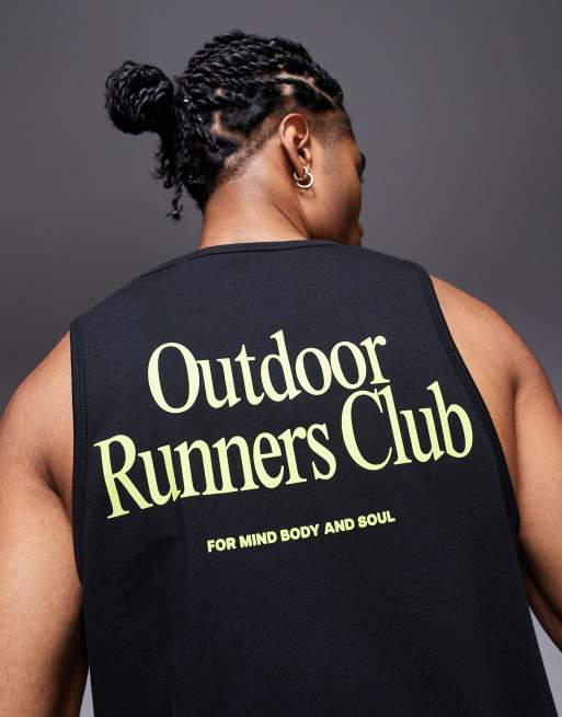 Camiseta negra de tirantes con estampado trasero "Outdoor Runner" y acabado de secado rápido de algodón de 4505, 2 de 4