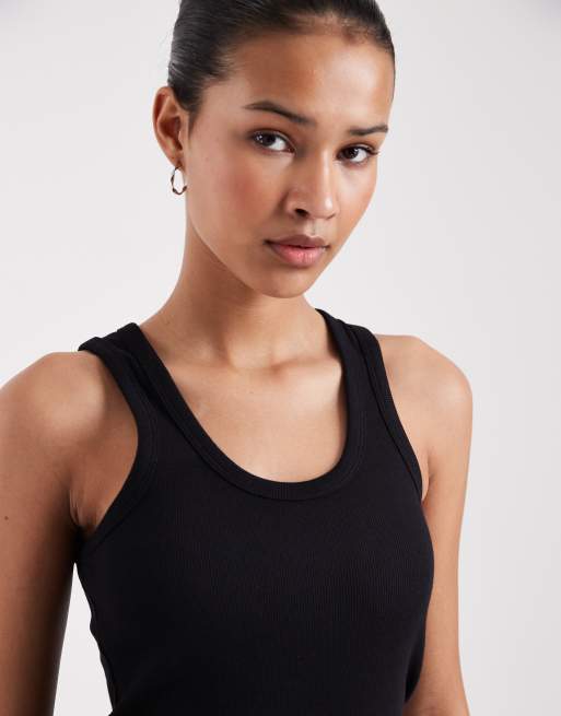 Camiseta negra de tirantes de canalé Frida de JJXX, 3 de 4
