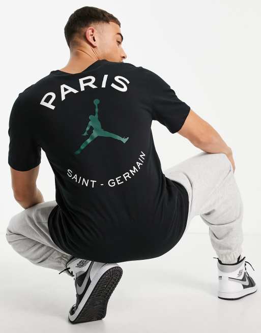 Camiseta negra del Paris Saint Germain con logo de Nike Jordan