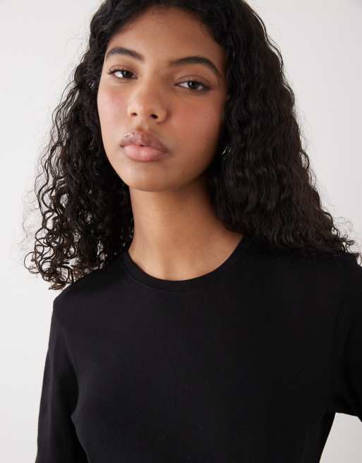 Camiseta negra entallada de manga larga de Weekday, 4 de 4
