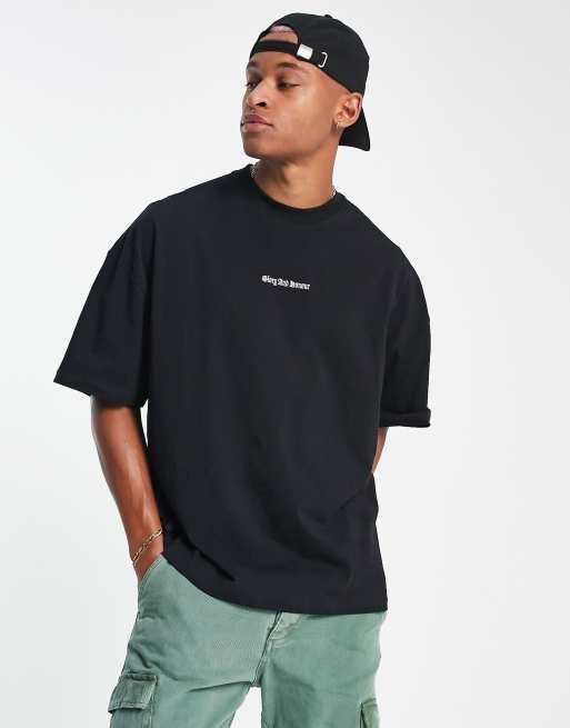 Camiseta negra extragrande con bordado 