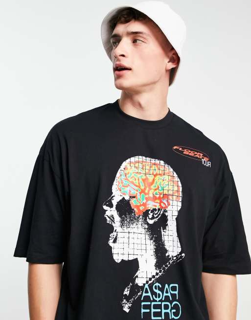 Camiseta negra extragrande con estampado ASAP Ferg de ASOS DESIGN (parte de un conjunto)