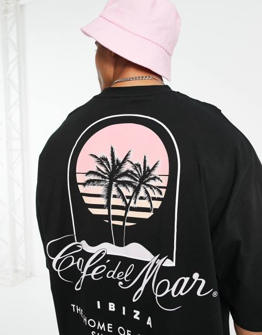 Camiseta negra extragrande con estampado 
