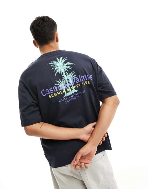 Camiseta negra extragrande con estampado 