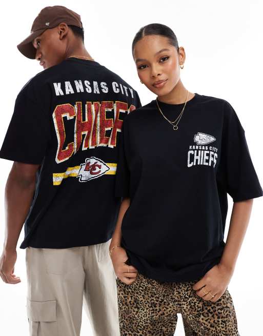 Camiseta negra extragrande con estampado con licencia de los Kansas City Chiefs de la NFL de ASOS DESIGN