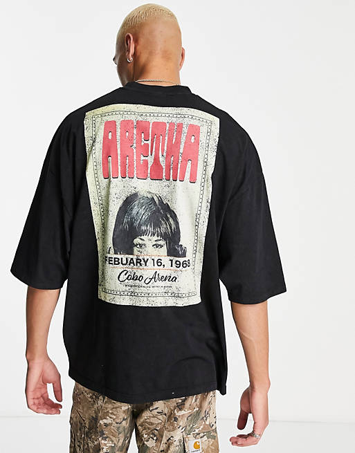 Hombre Other | Camiseta negra extragrande con estampado de Aretha Franklin de ASOS DESIGN - BE97058