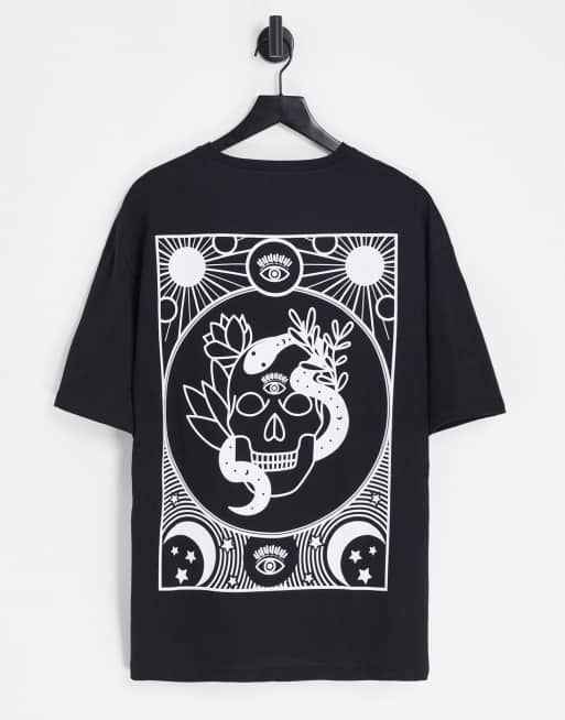 Camiseta negra extragrande con estampado de calavera en la espalda de Jack & Jones Originals 
