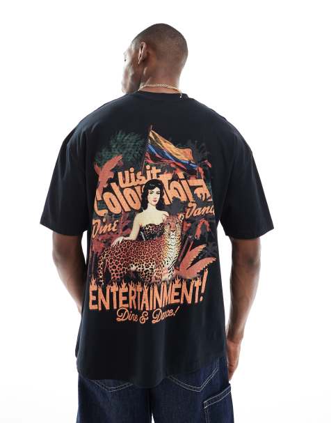 Camiseta negra extragrande con estampado de ciudad en la parte delantera y trasera de ASOS DESIGN - view 1