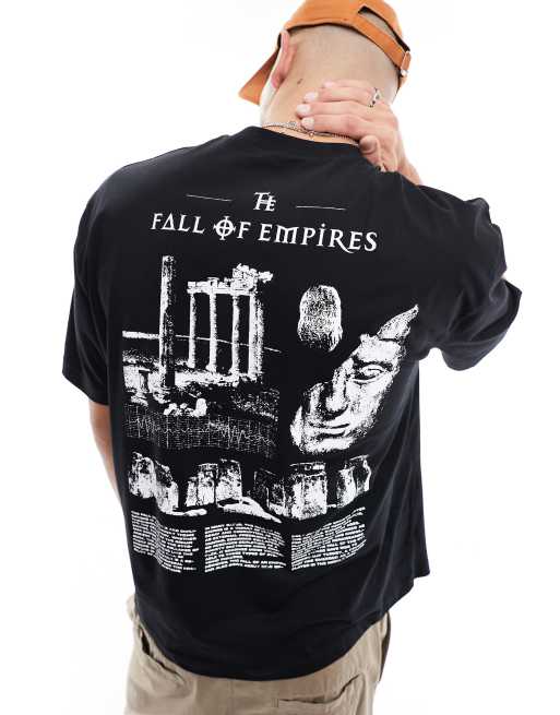 Camiseta negra extragrande con estampado de estatua en la espalda de ASOS DESIGN