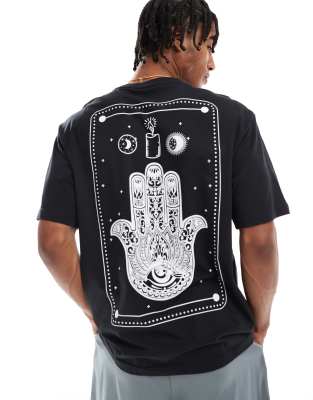 Camiseta negra extragrande con estampado de mano de Fátima de ONLY & SONS - view 1