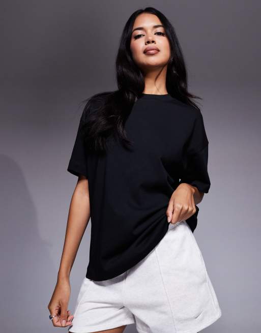 Camiseta negra extragrande con estampado de melocotón en la espalda de algodón grueso de 4505, 2 de 4