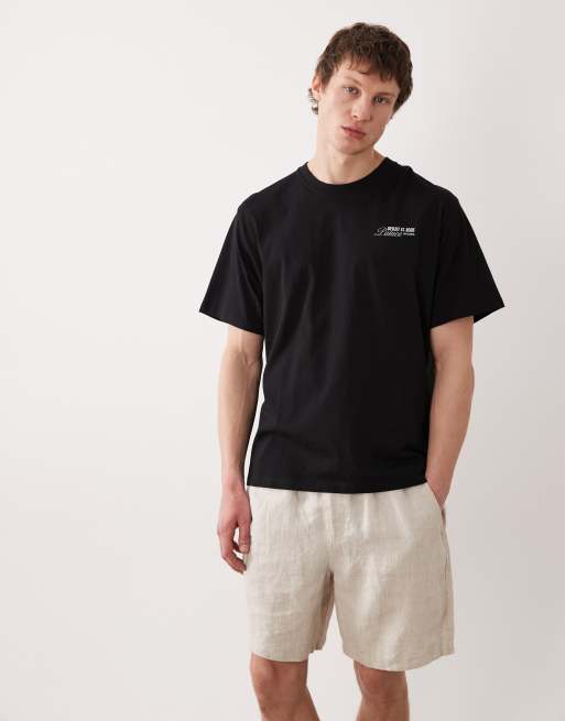 Camiseta negra extragrande con estampado de paisaje en la espalda de Jack & Jones, 3 de 5