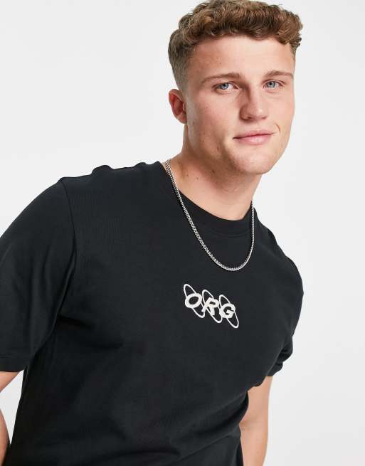 Camiseta negra extragrande con estampado de texto 