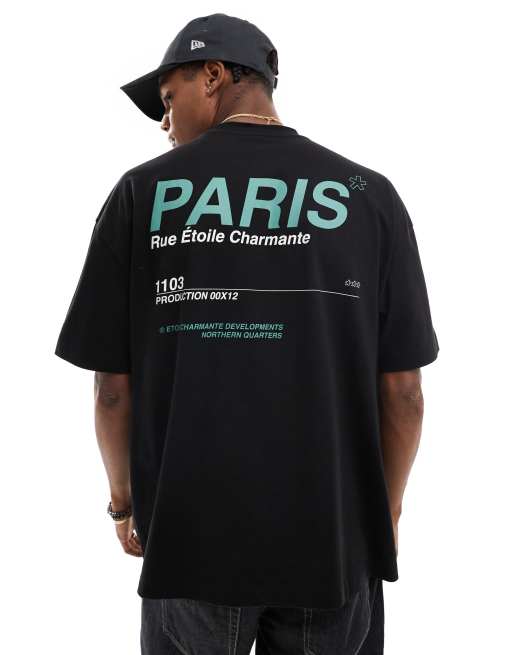 Camiseta negra extragrande con estampado en la espalda de ASOS DESIGN