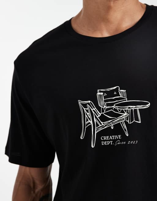 Camiseta negra extragrande con estampado en la parte delantera de JJ Rebel, 4 de 5