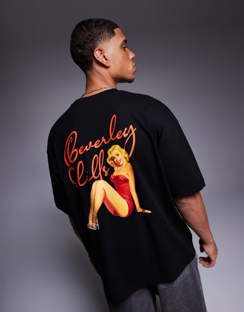 Camiseta negra extragrande con estampado gráfico de ciudad de ASOS DESIGN - view 1