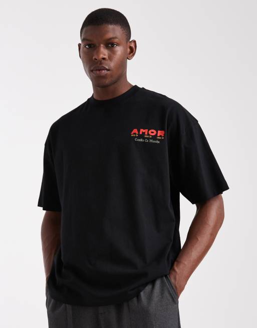 Camiseta negra extragrande con estampado gráfico de dibujo de ASOS DESIGN, 3 de 5