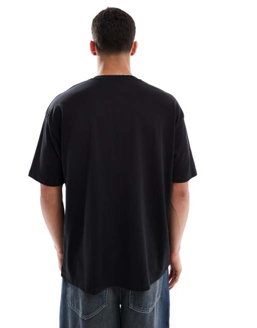 Camiseta negra extragrande con estampado gráfico de frutas de tejido grueso de ASOS DESIGN , 3 de 4